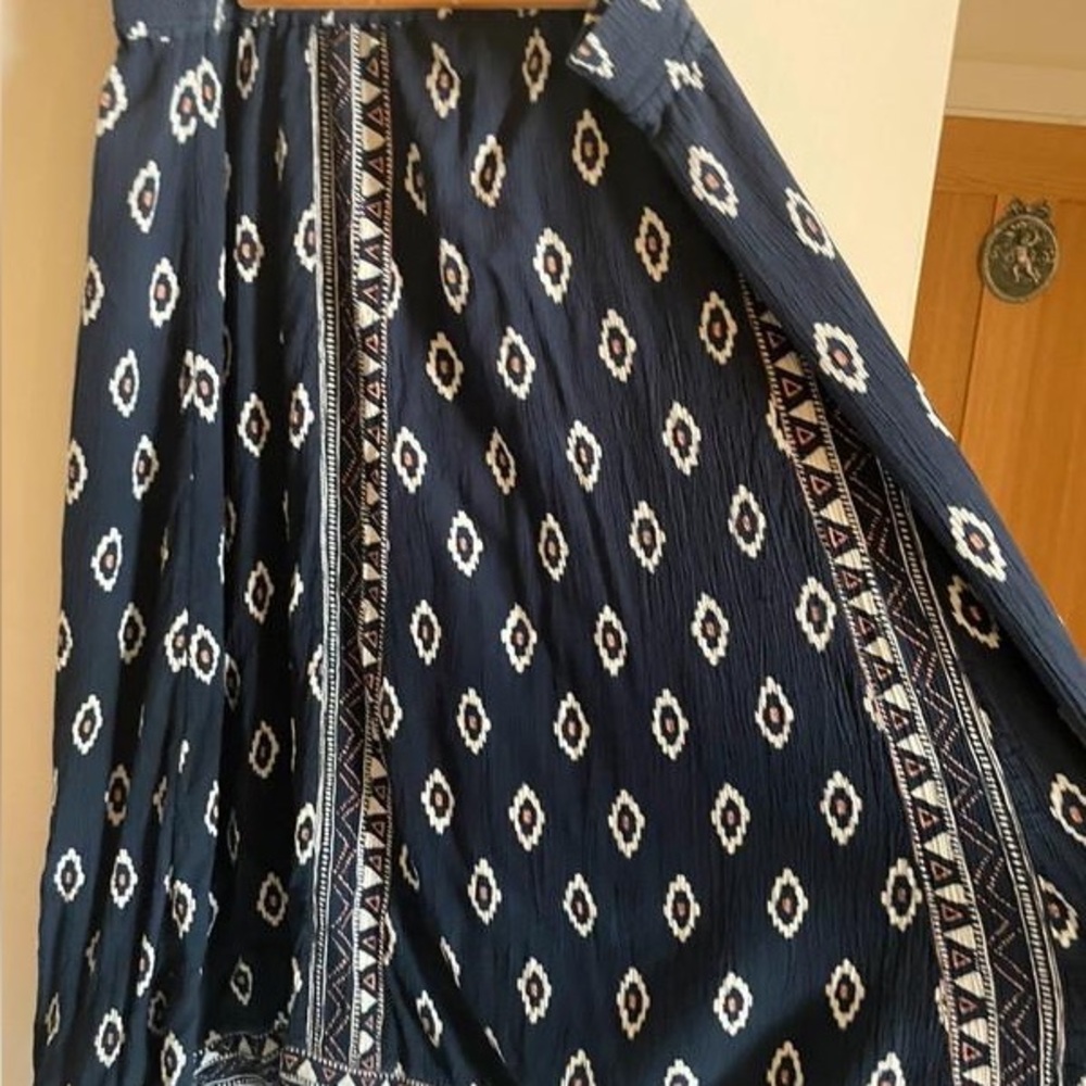Navy Blue Patterned Skirt